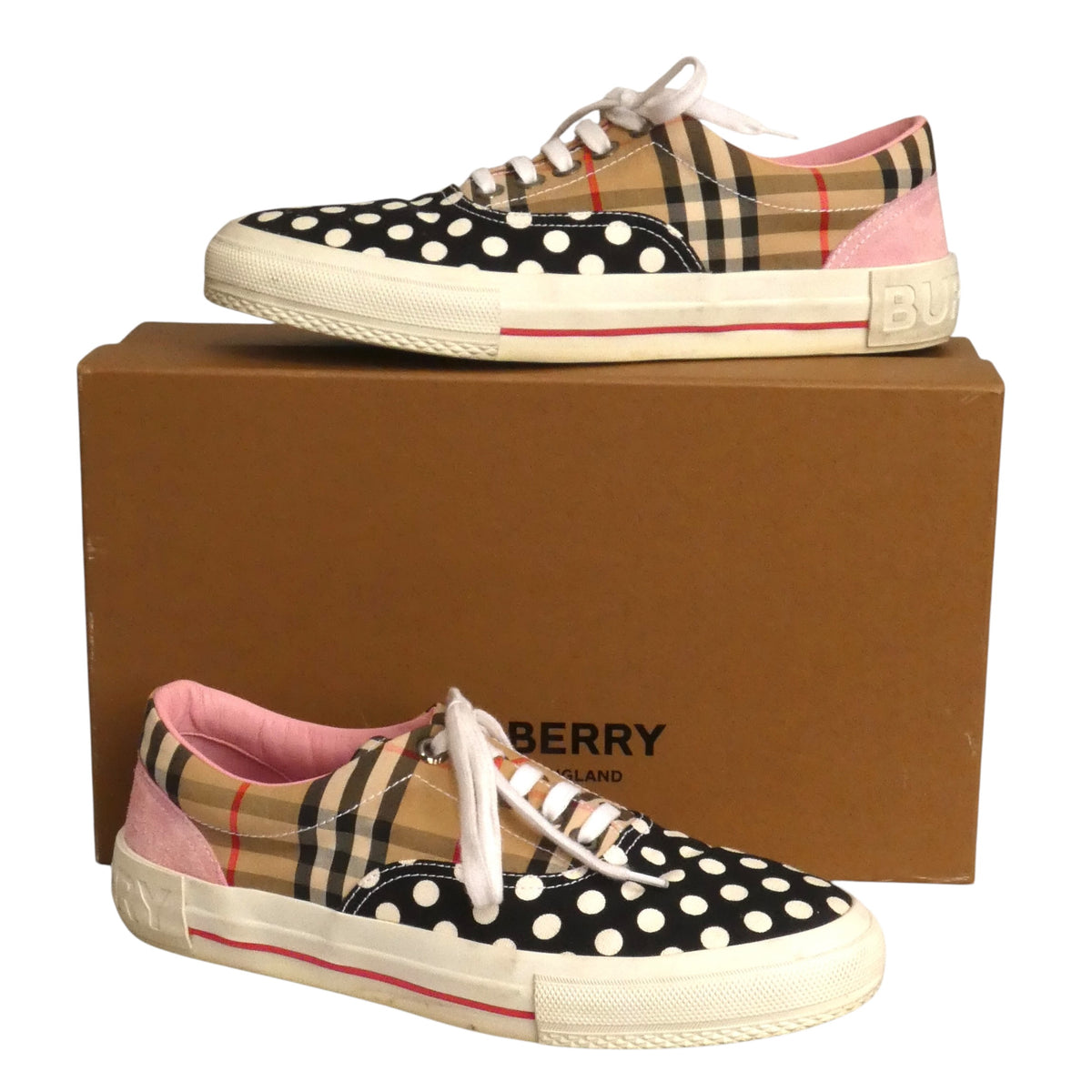BURBERRY - Polka Dot & Canvas Sneakers, Size-43