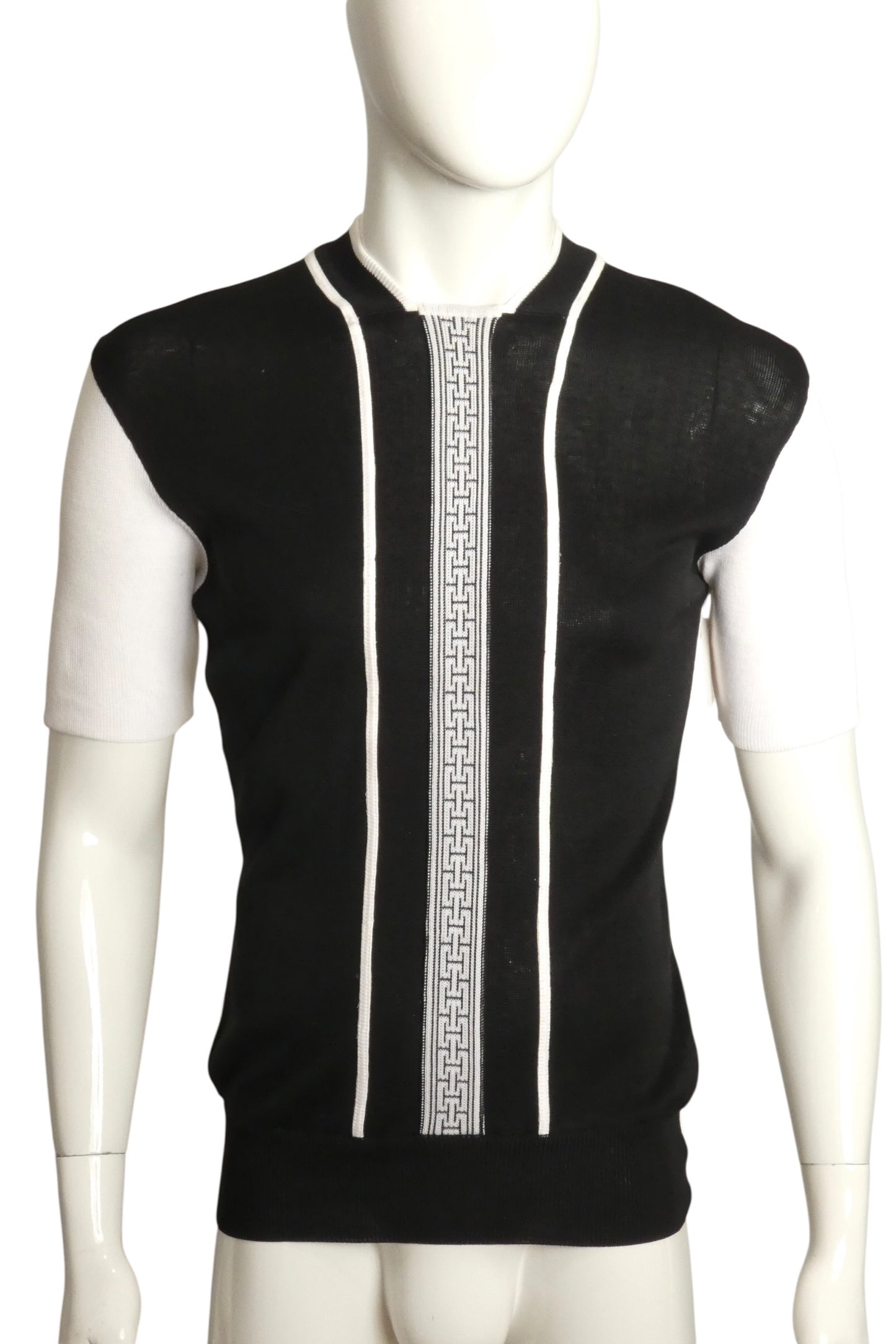 CLAUDE MONTANA - Cotton Knit Short Sleeve Sweater, Size-Medium