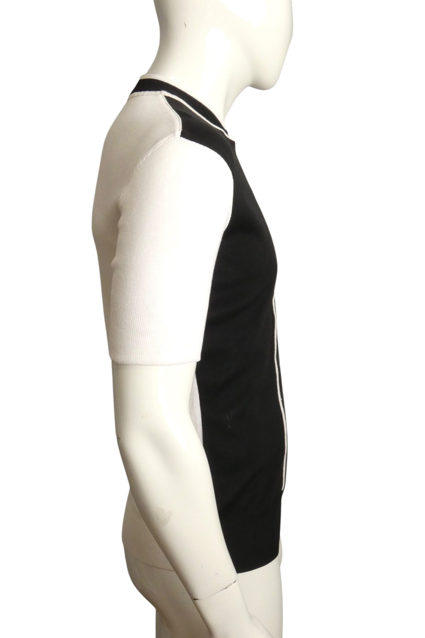 CLAUDE MONTANA - Cotton Knit Short Sleeve Sweater, Size-Medium