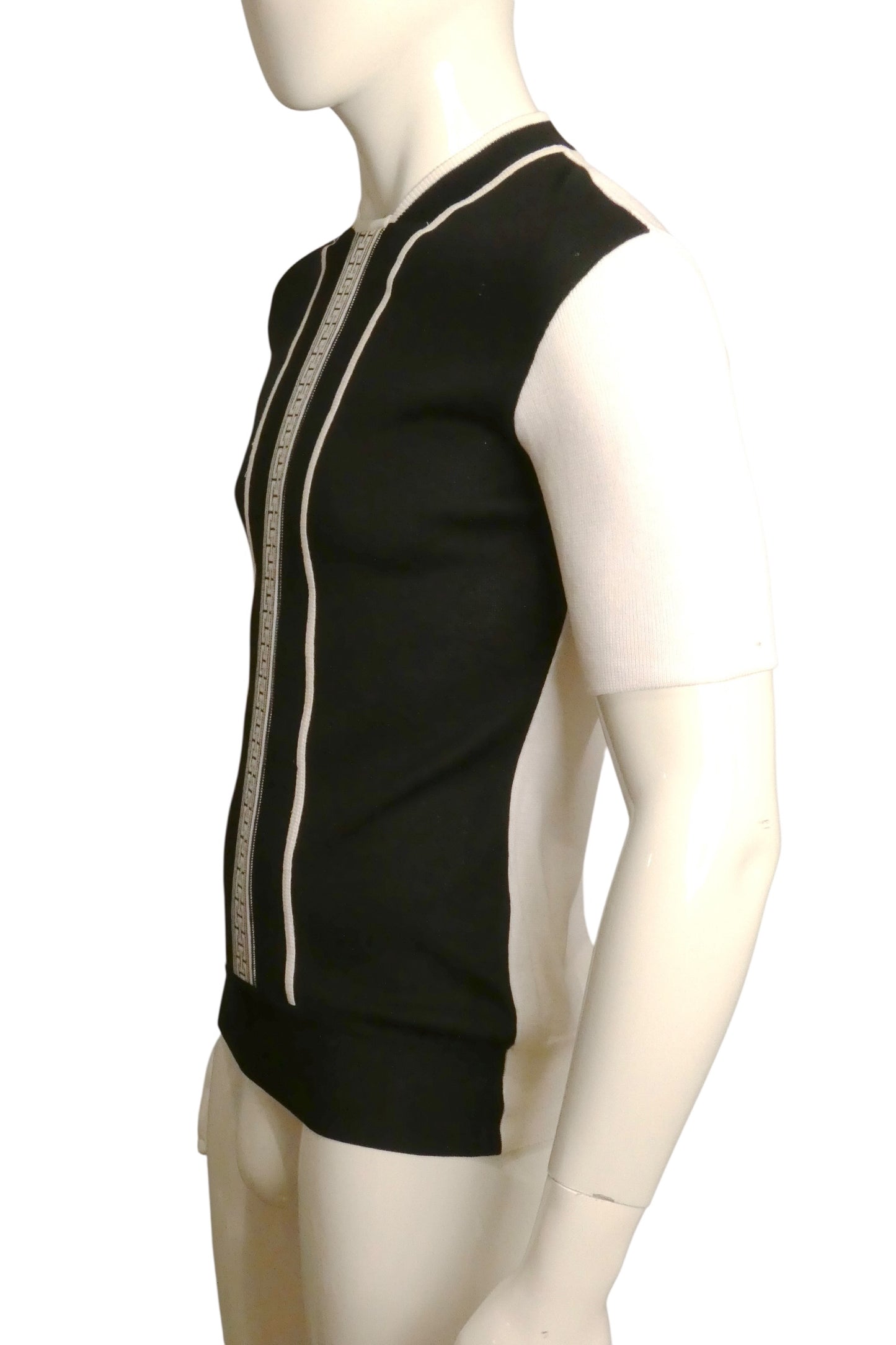 CLAUDE MONTANA - Cotton Knit Short Sleeve Sweater, Size-Medium