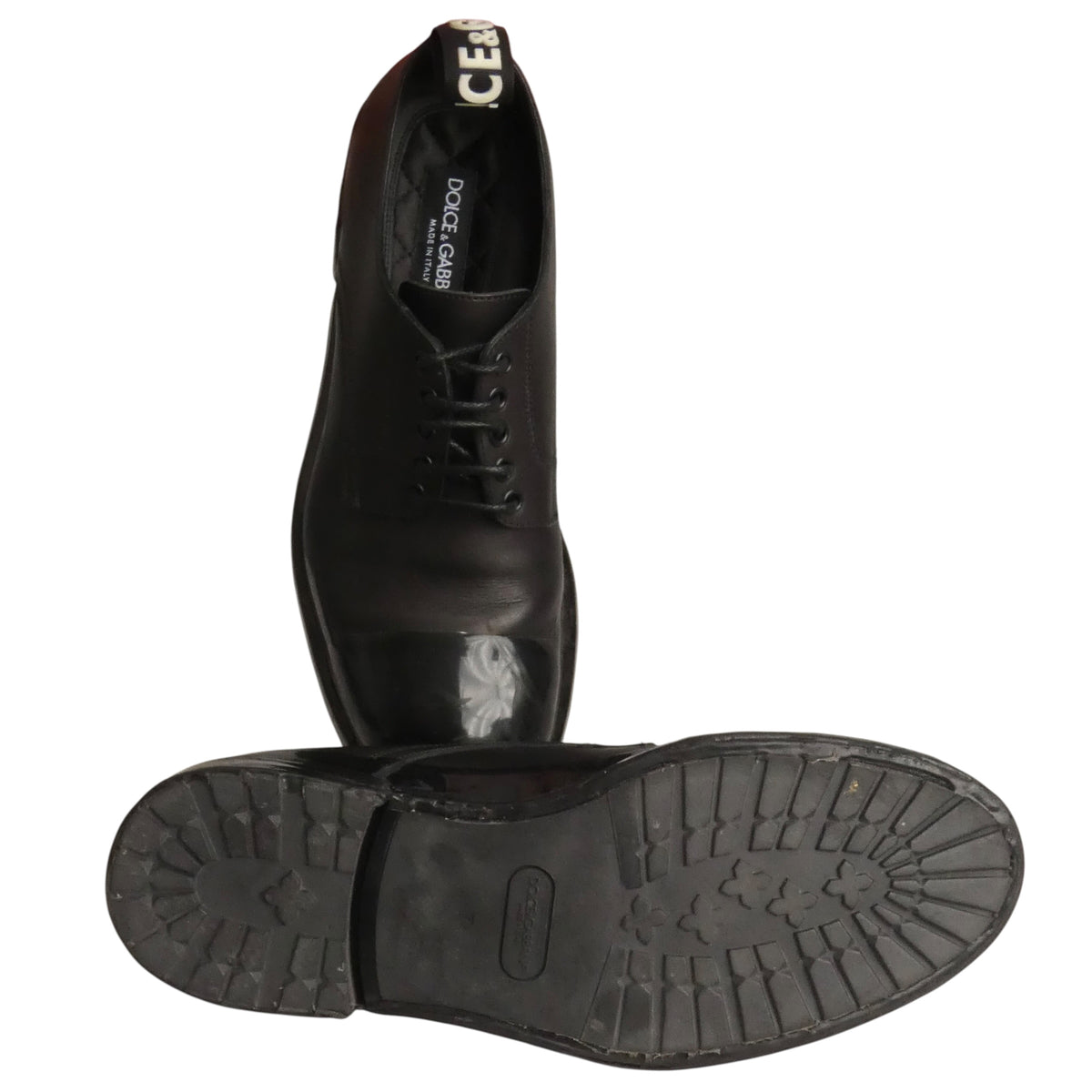 DOLCE & GABBANA - Black Leather & Rubber Brogues, Size-9.5