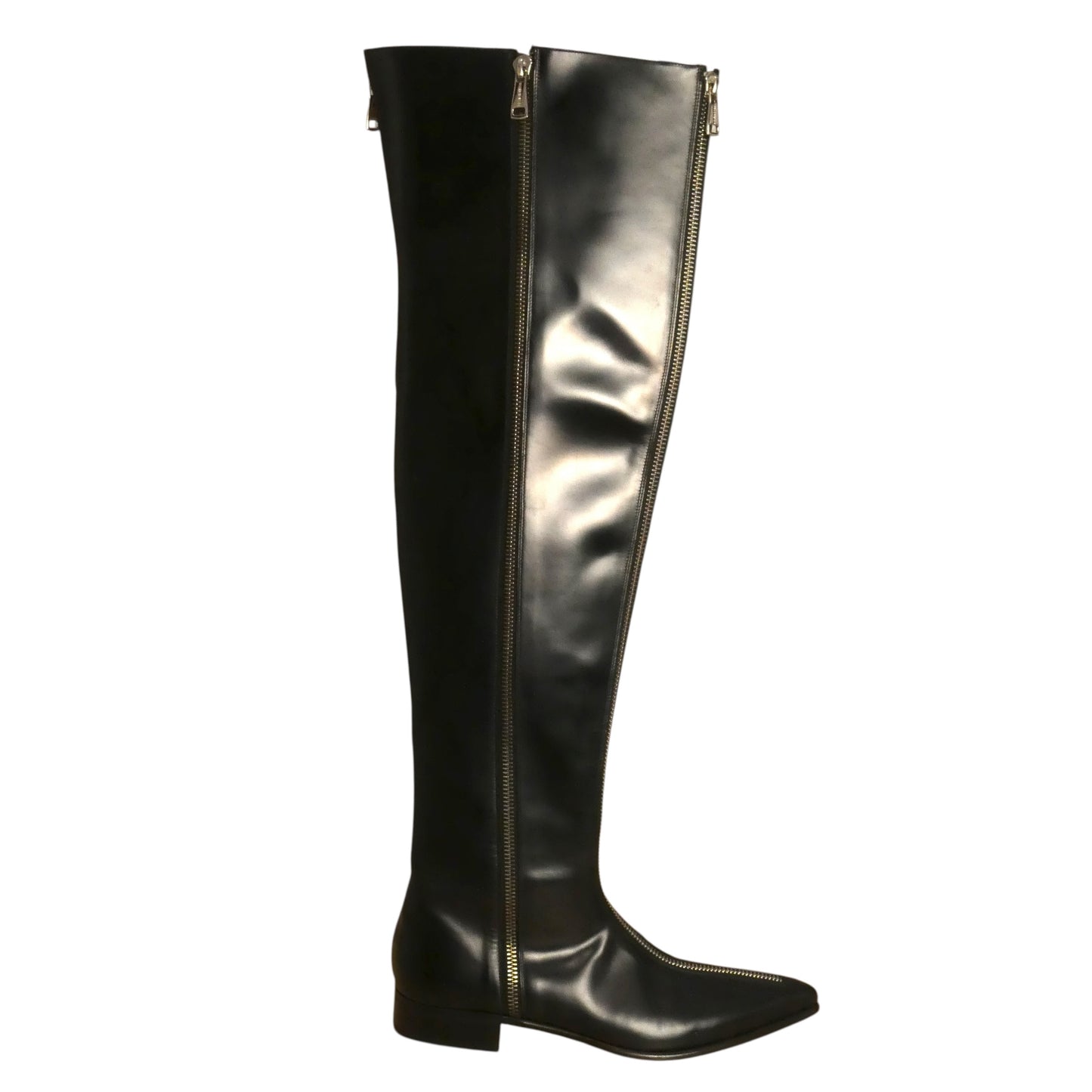 DOLCE & GABBANA - Thigh High Leather Zip Boots, Size-10