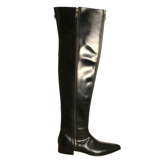 DOLCE & GABBANA - Thigh High Leather Zip Boots, Size-10
