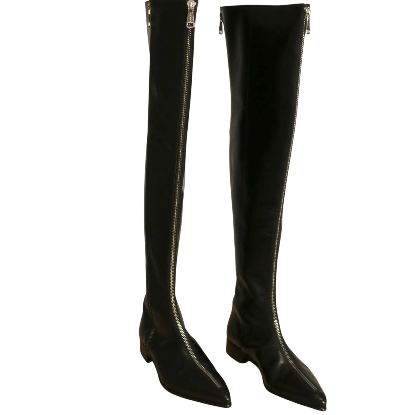 DOLCE & GABBANA - Thigh High Leather Zip Boots, Size-10