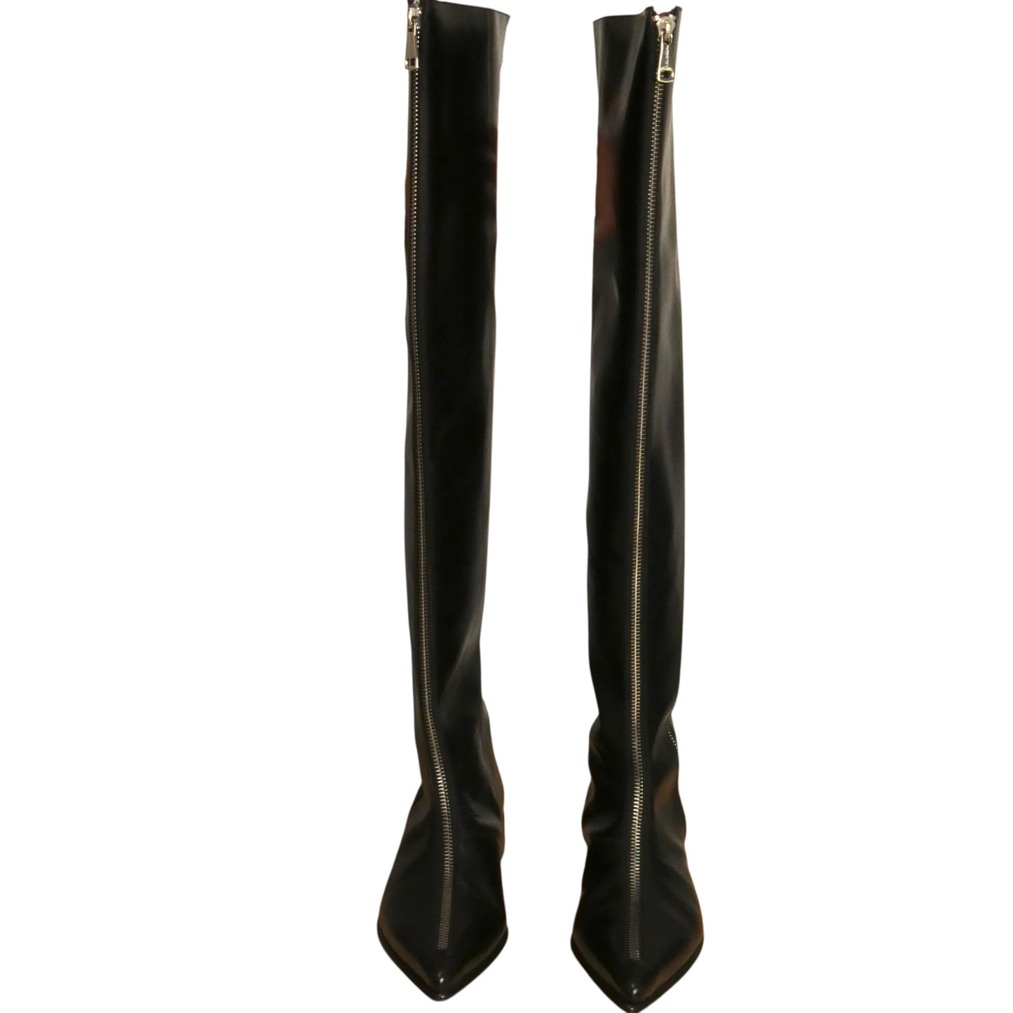 DOLCE & GABBANA - Thigh High Leather Zip Boots, Size-10