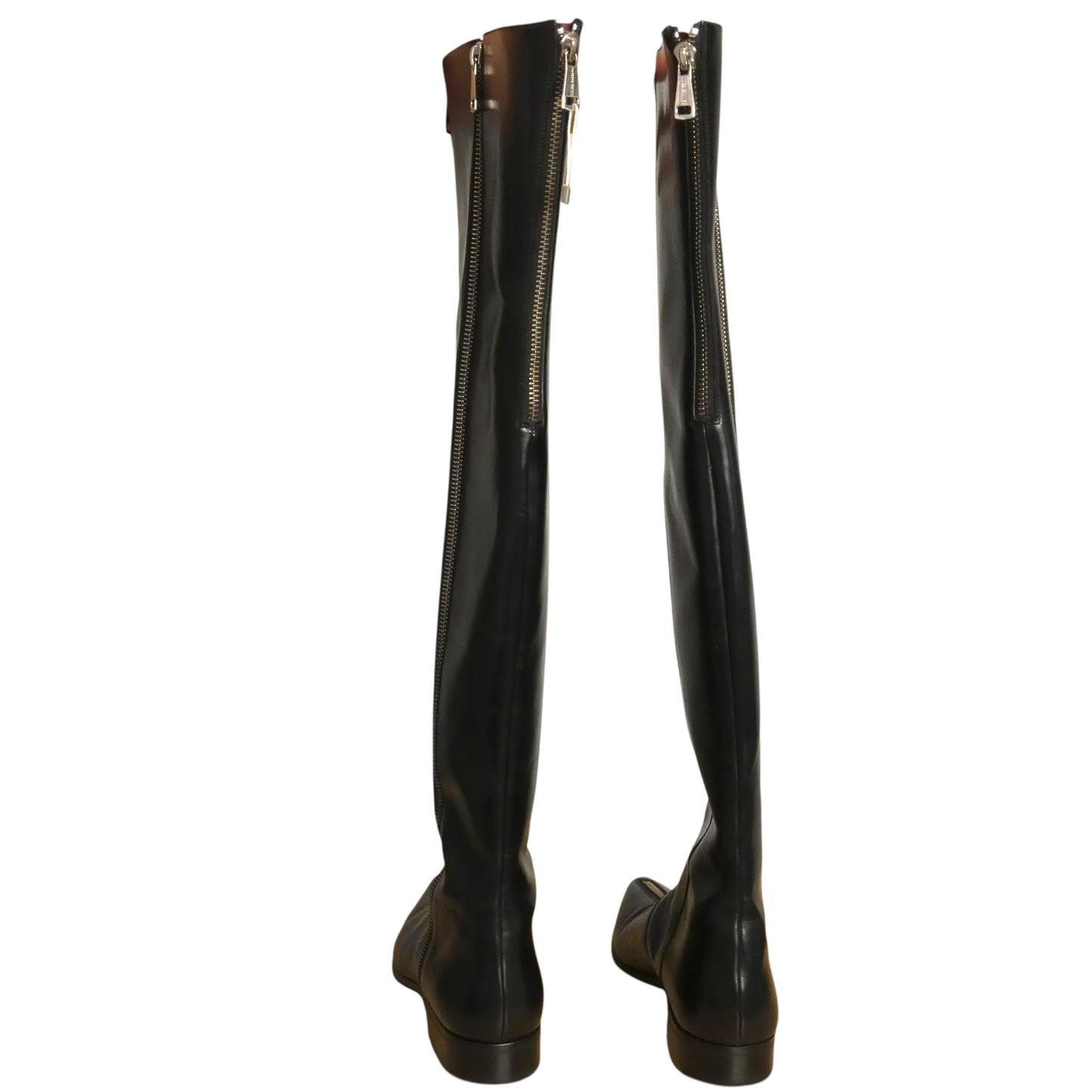 DOLCE & GABBANA - Thigh High Leather Zip Boots, Size-10