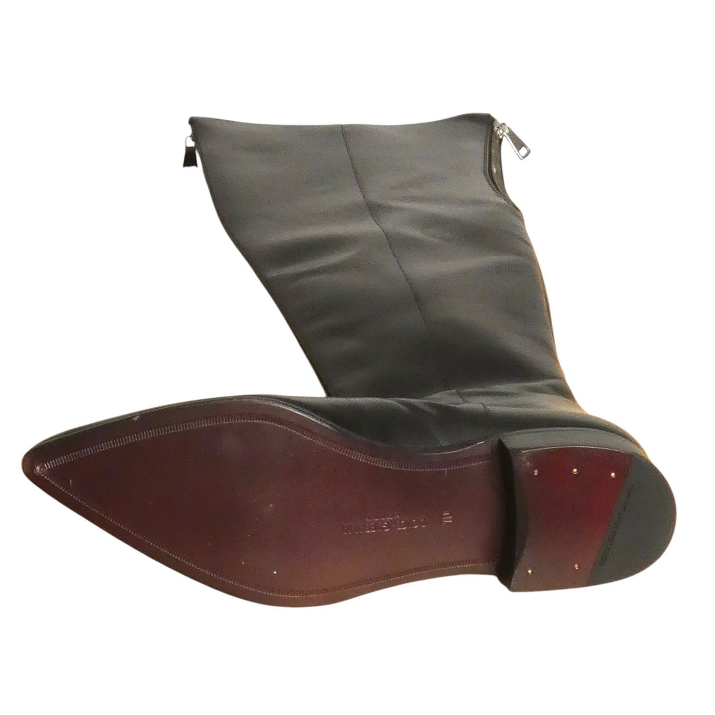 DOLCE & GABBANA - Thigh High Leather Zip Boots, Size-10
