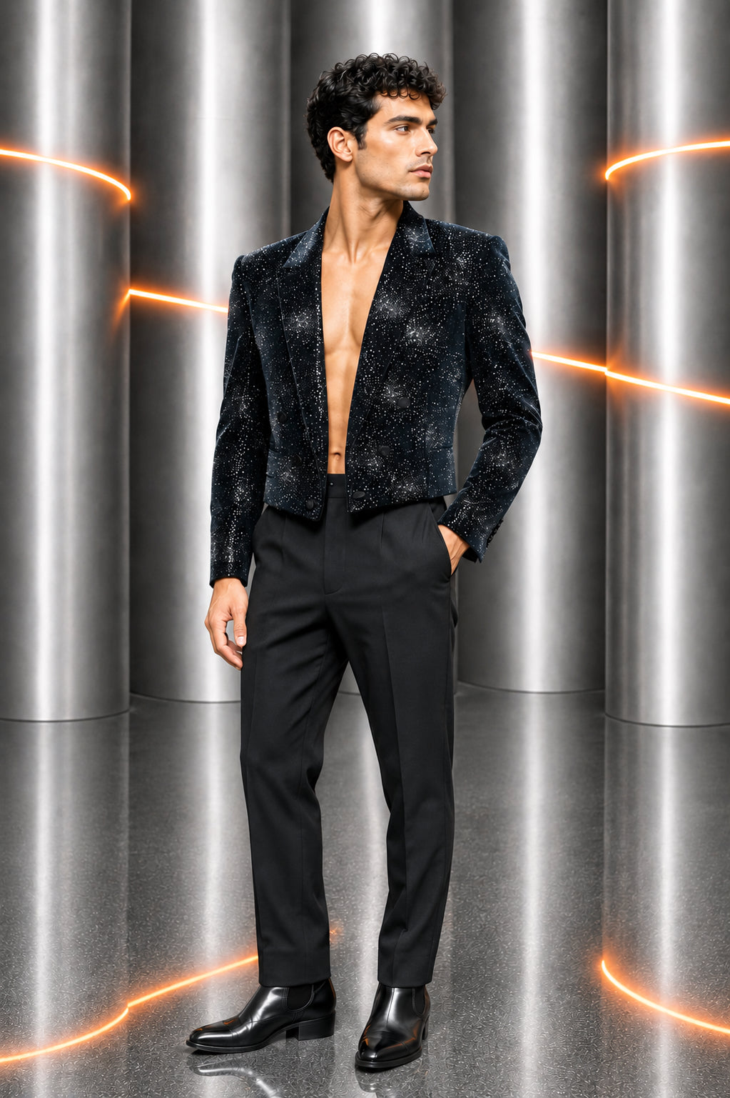 PIERRE CARDIN - 2005 Glitter Velvet Dinner Jacket, Size-Large
