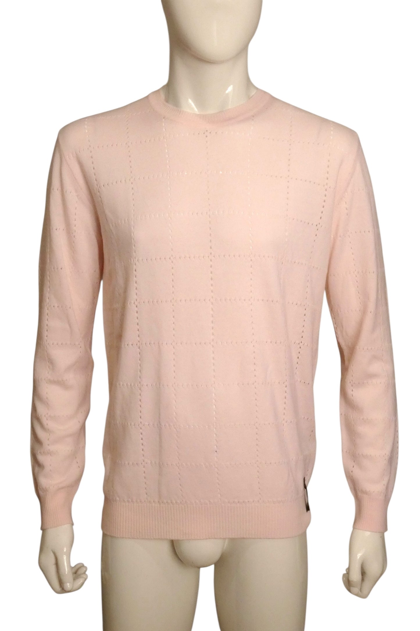FENDI - NWT Pink Wool Windowpane Sweater, Size-Large