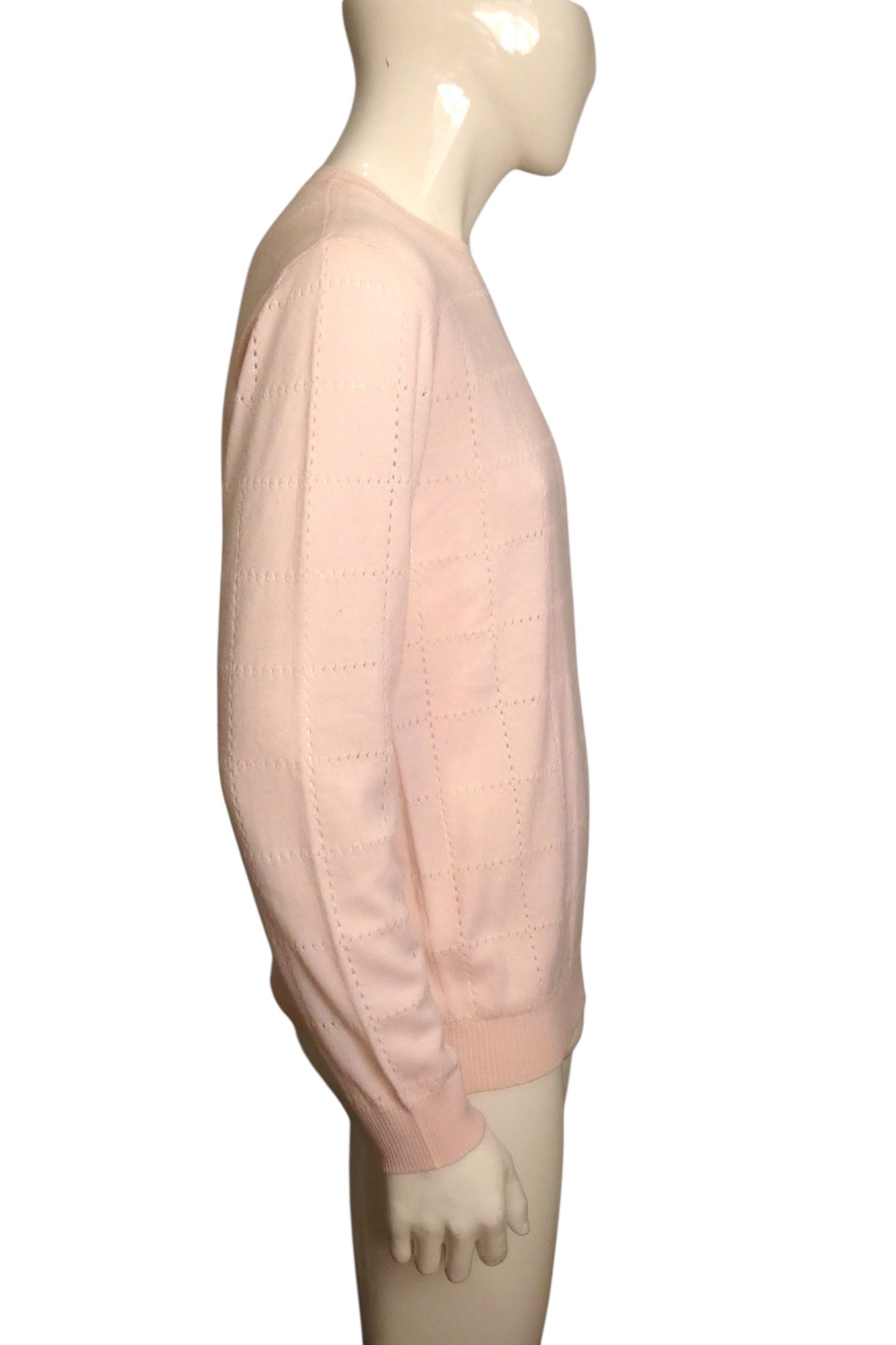 FENDI - NWT Pink Wool Windowpane Sweater, Size-Large