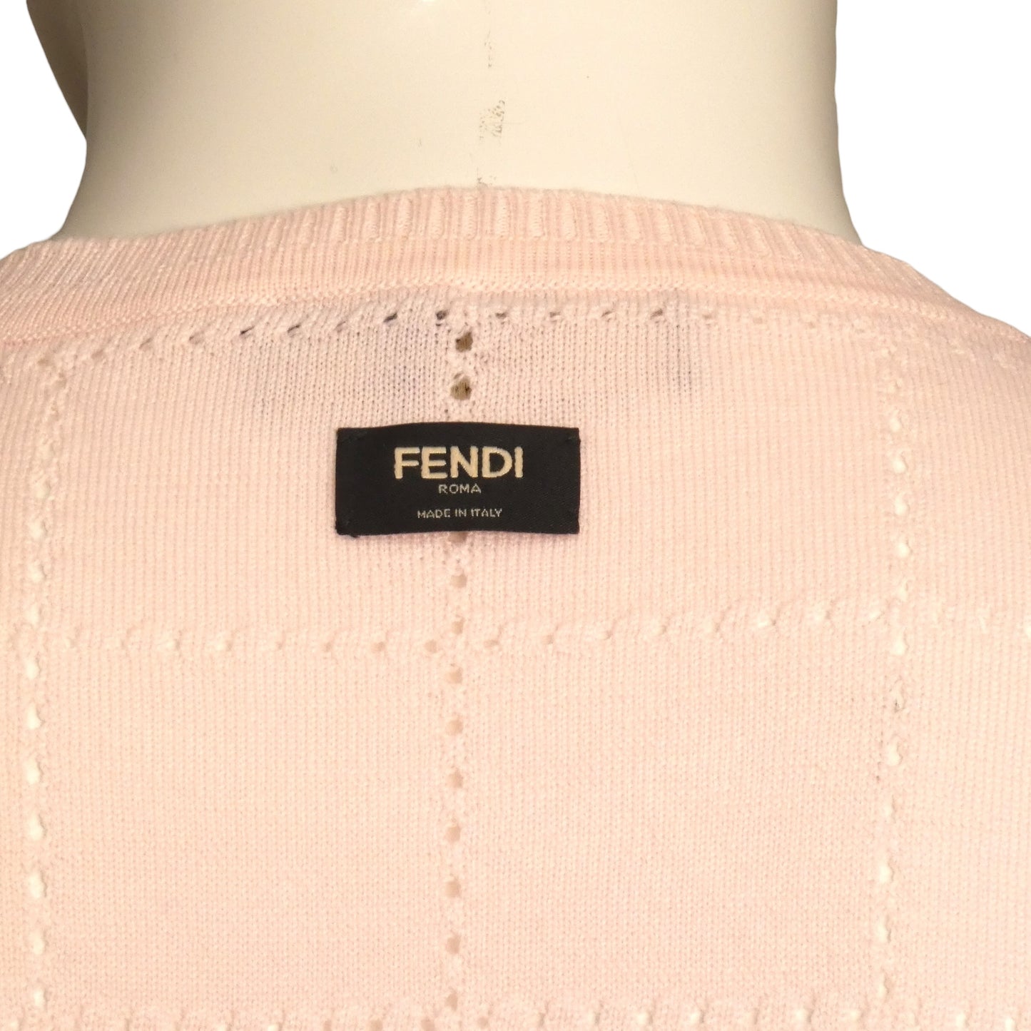 FENDI - NWT Pink Wool Windowpane Sweater, Size-Large