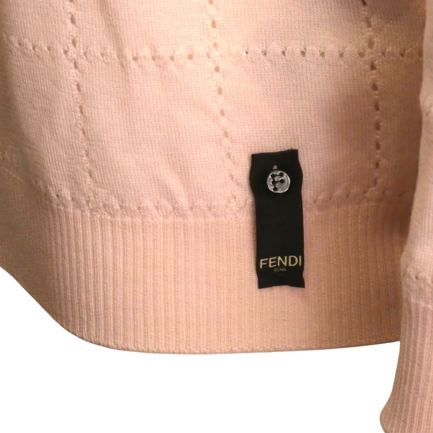 FENDI - NWT Pink Wool Windowpane Sweater, Size-Large