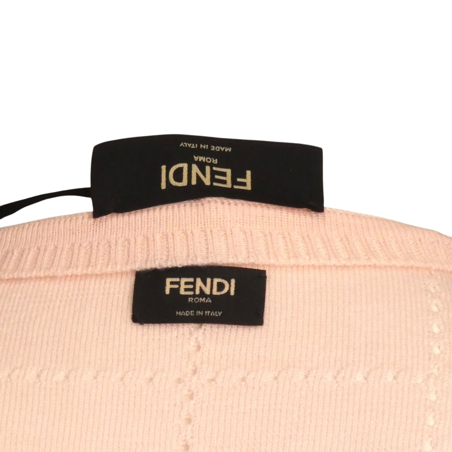 FENDI - NWT Pink Wool Windowpane Sweater, Size-Large