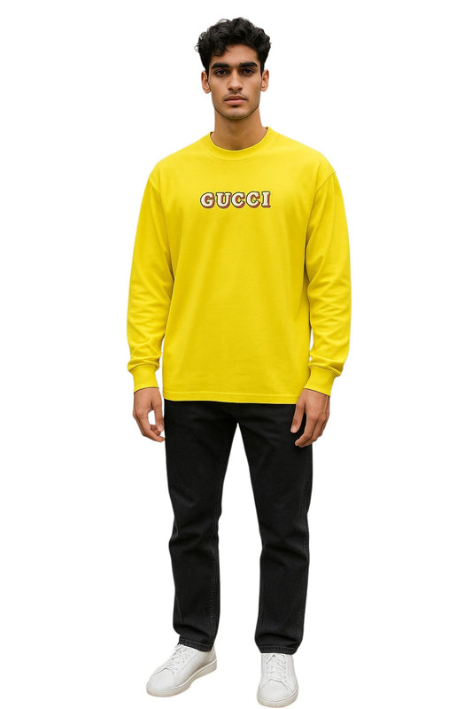 GUCCI- NWT Yellow Logo Print L/S T-Shirt, Size Large
