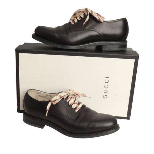 GUCCI - Black Leather Brogues, Size-UK 9