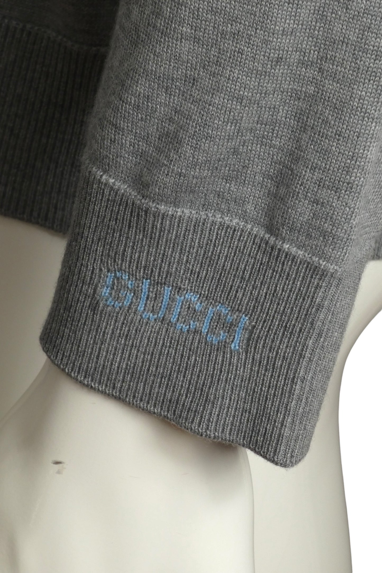 GUCCI - NWT Grey Wool Appliqué Sweater, Size-Small
