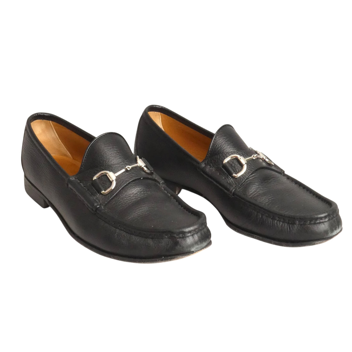 GUCCI - Black Leather Horsebit Loafers, Size-UK 9