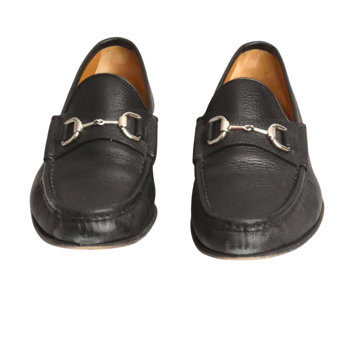 GUCCI - Black Leather Horsebit Loafers, Size-UK 9