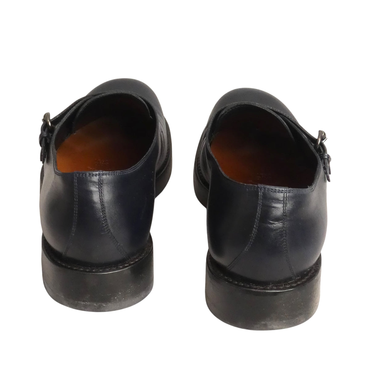 GUCCI - Navy Leather Monk Strap Shoes, Size-UK 9