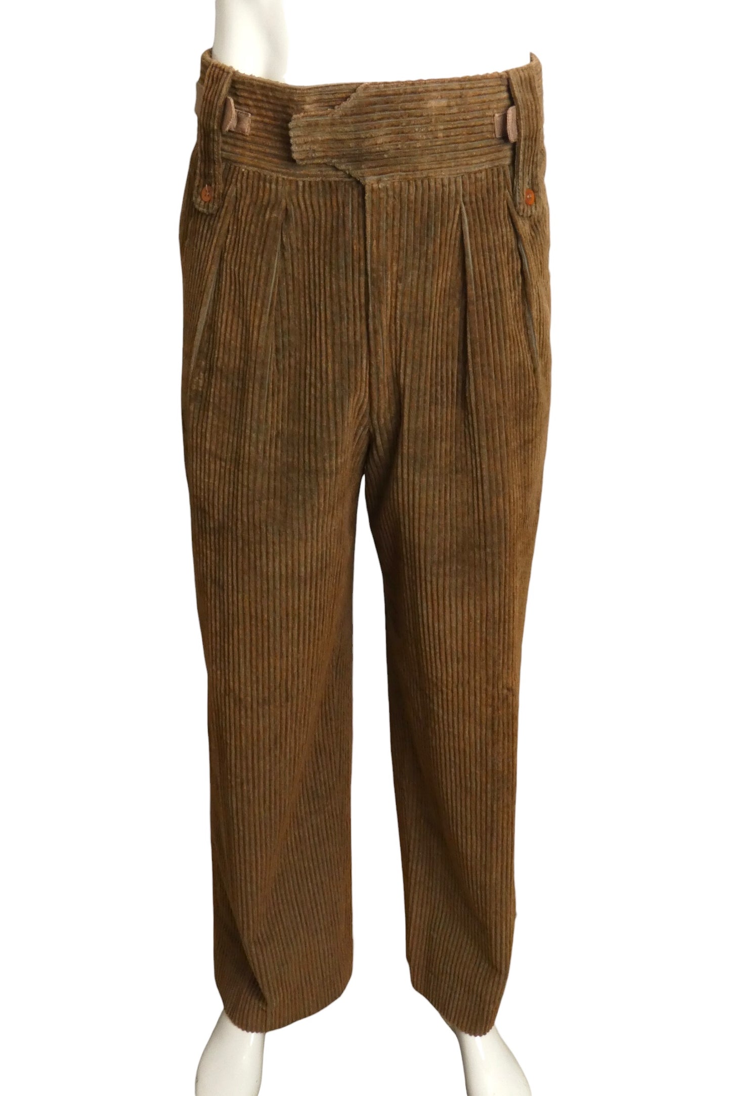 HERMES - 1980s Brown Corduroy Wide Leg Trousers, Waist-34