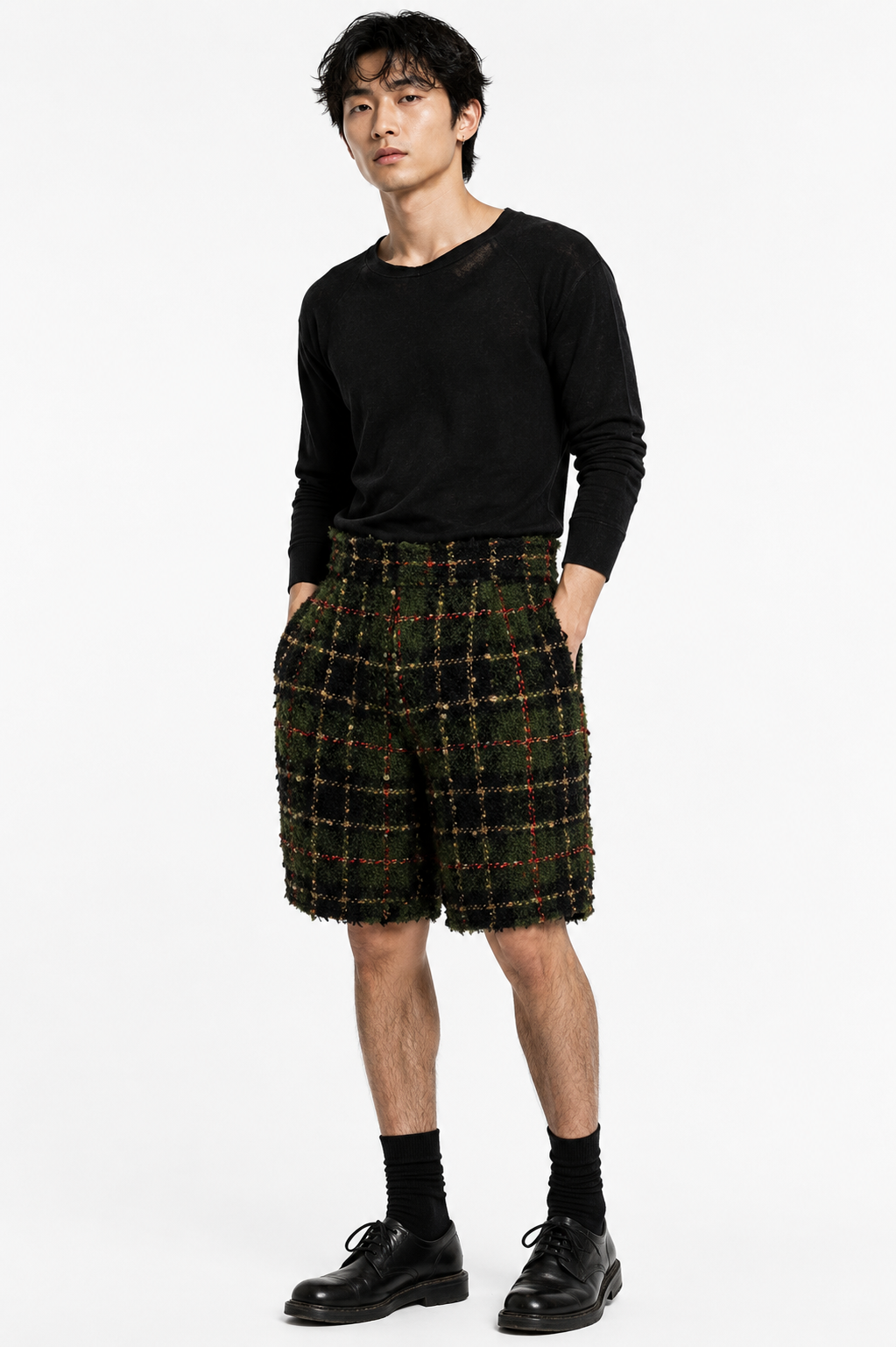 JUNYA WATANABE - 2004 Wool Tweed Shorts, Size-Small