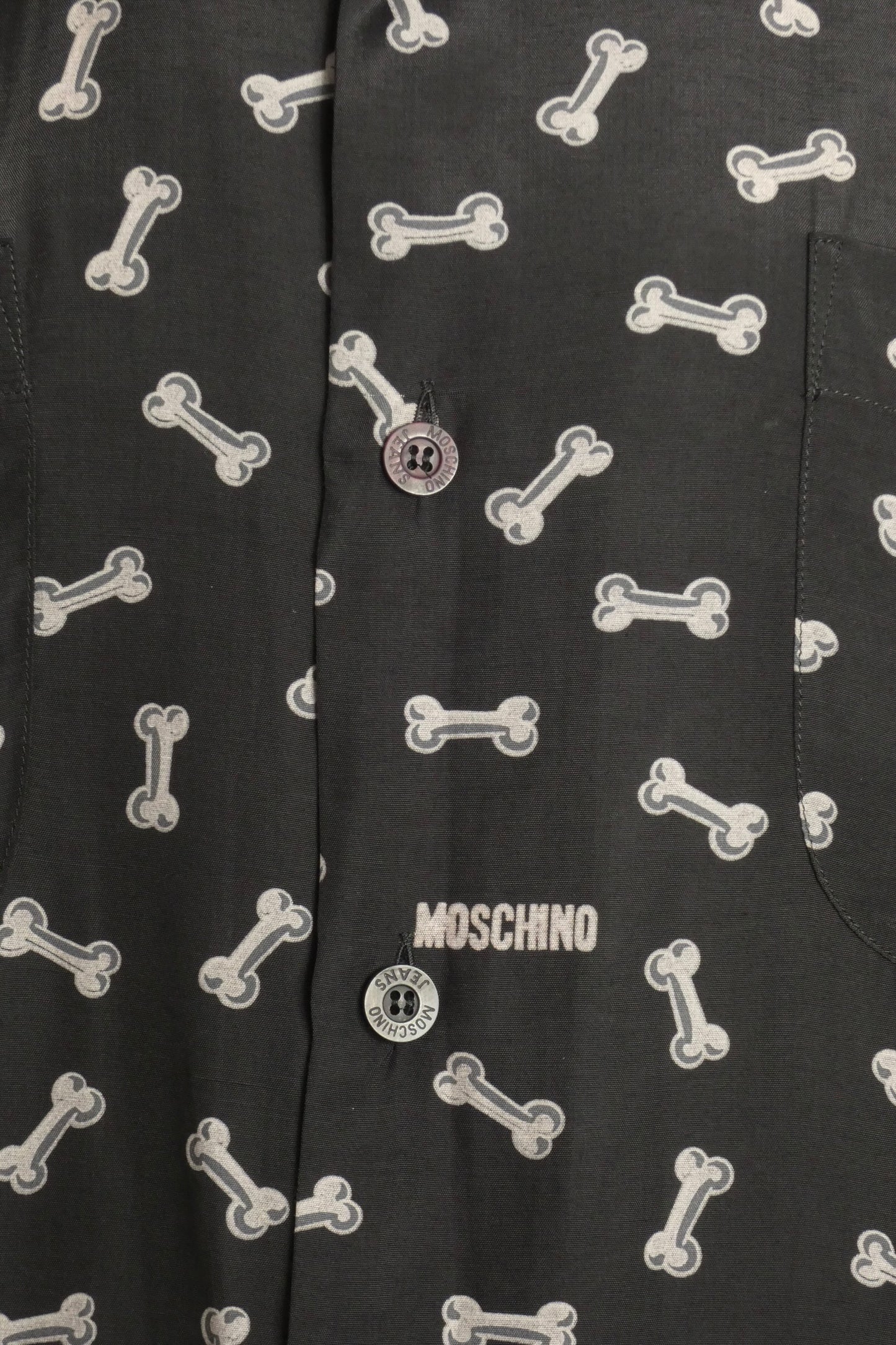 MOSCHINO JEANS - 1990s Bone Print Rayon Shirt, Size-Large