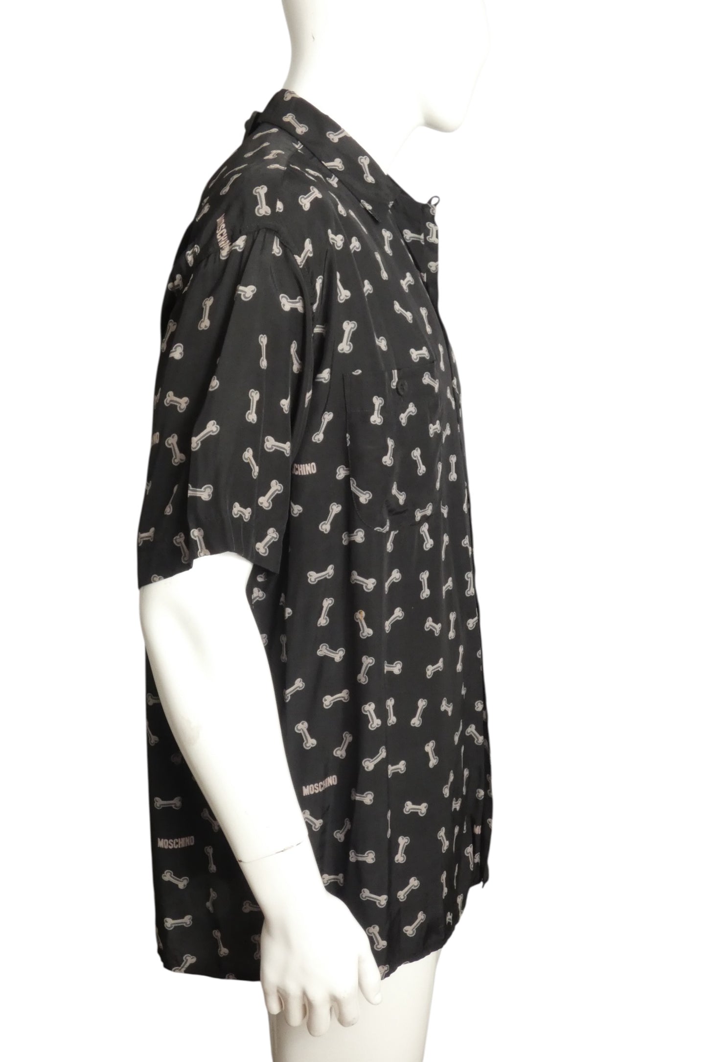 MOSCHINO JEANS - 1990s Bone Print Rayon Shirt, Size-Large