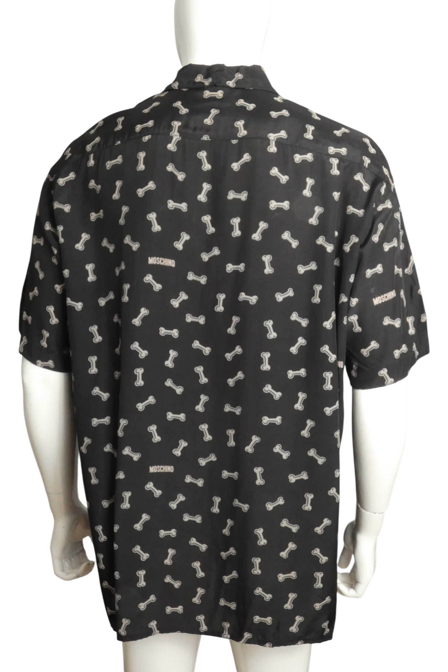 MOSCHINO JEANS - 1990s Bone Print Rayon Shirt, Size-Large