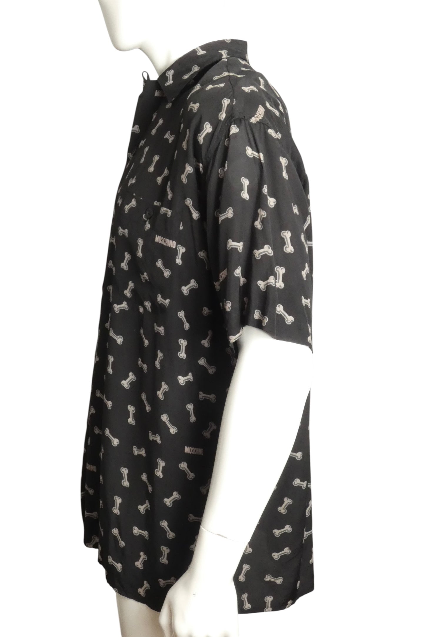 MOSCHINO JEANS - 1990s Bone Print Rayon Shirt, Size-Large