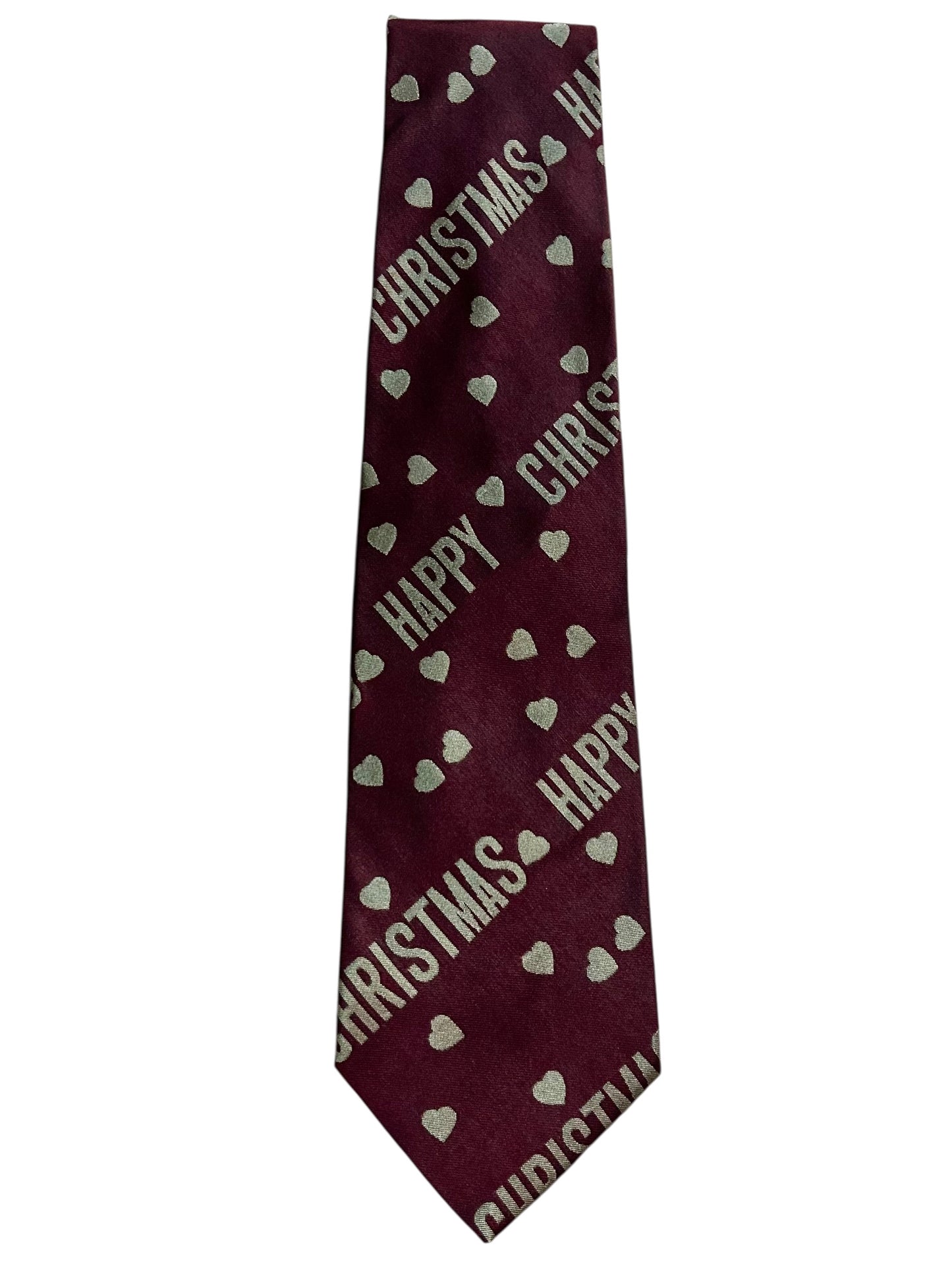 MOSCHINO - 1980s "Happy Christmas" Silk Brocade Tie