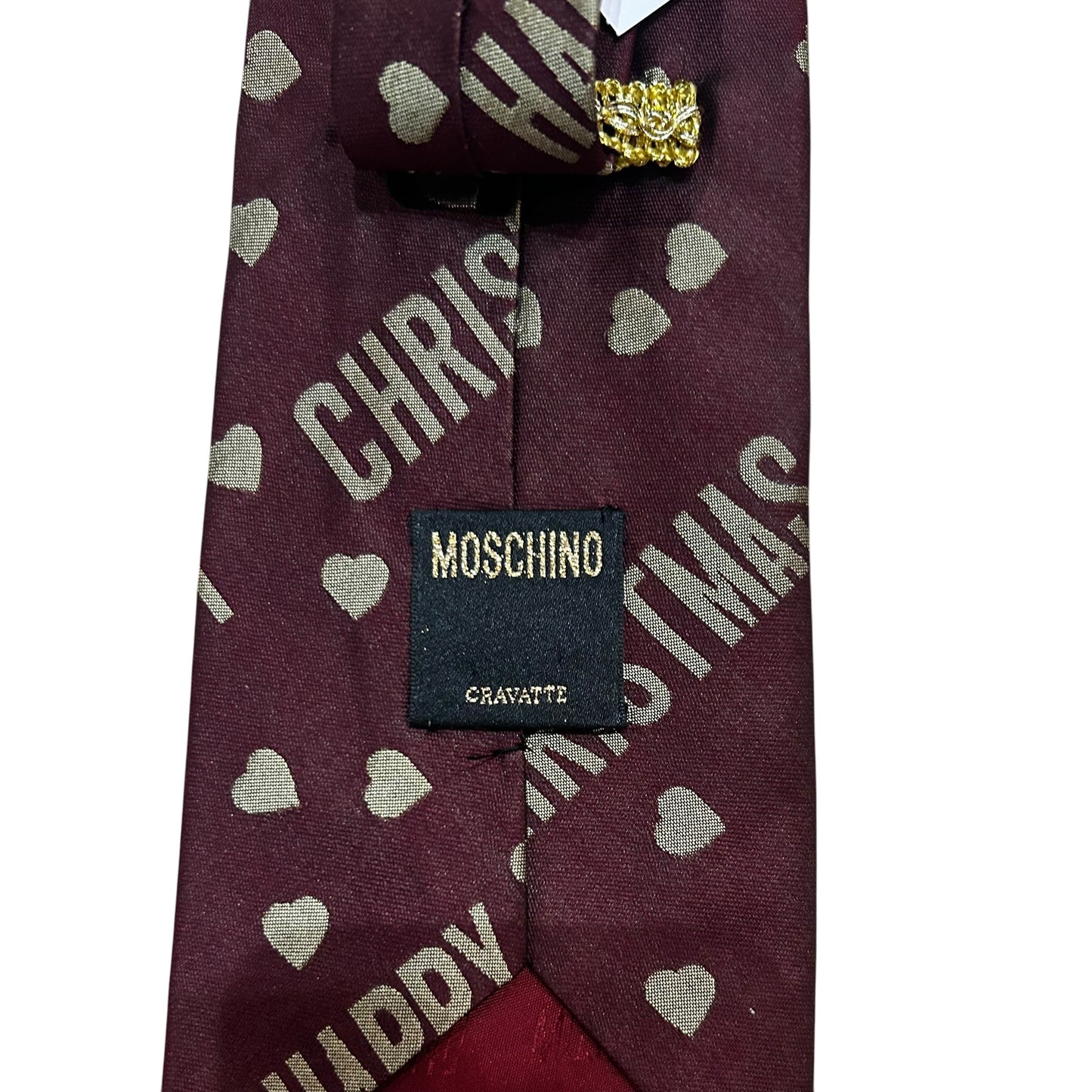 MOSCHINO - 1980s "Happy Christmas" Silk Brocade Tie
