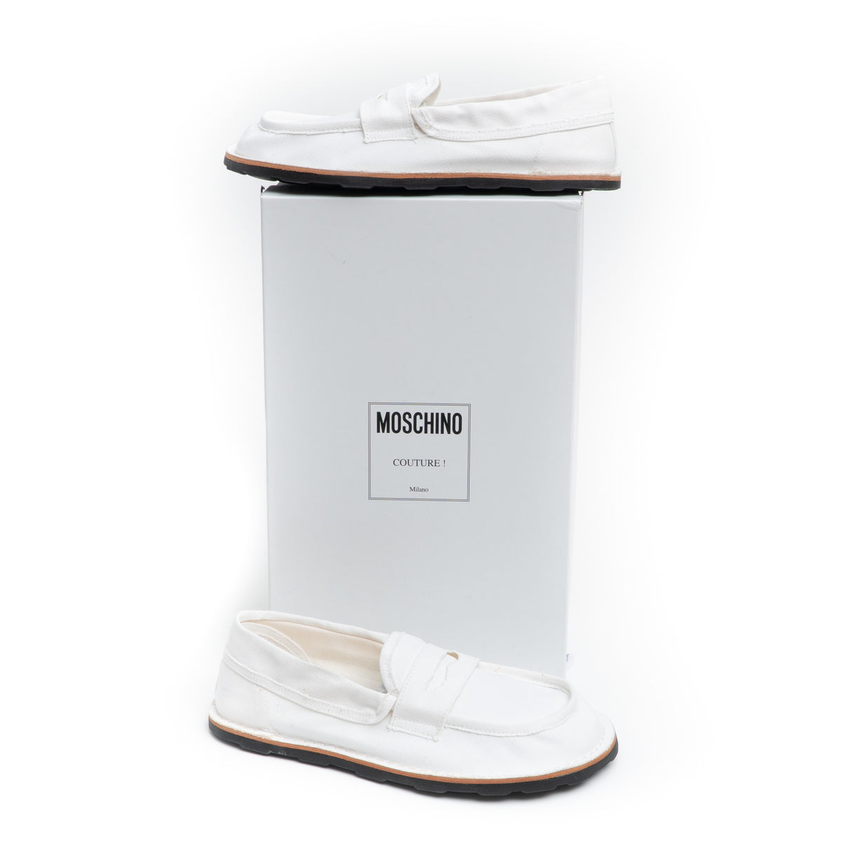 MOSCHINO COUTURE! - 2025 Canvas Loafers, White, Multiple Sizes Available