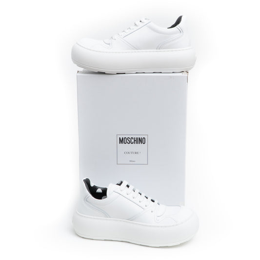 MOSCHINO COUTURE! - 2025 Leather Sneakers, White, Multiple Sizes Available