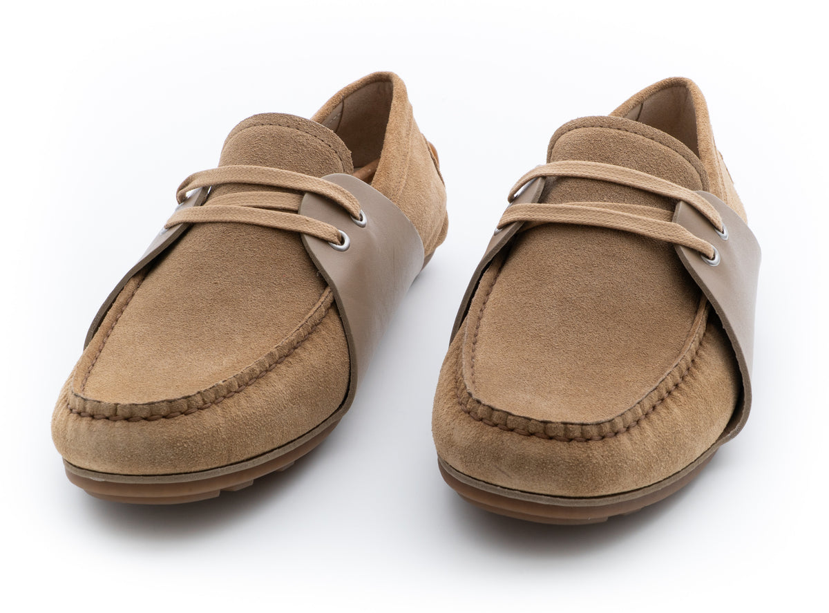 MOSCHINO COUTURE! - Suede & Leather Mocs, Beige, Multiple Sizes Available