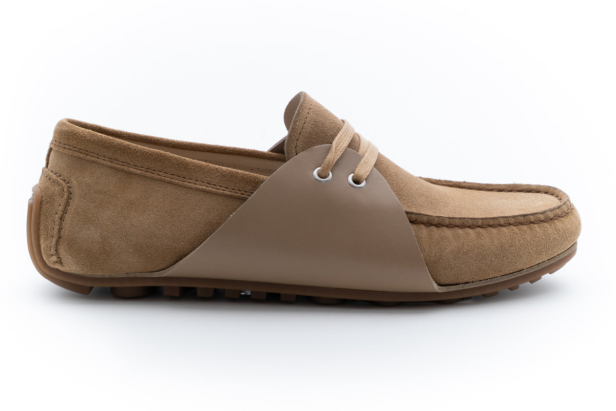 MOSCHINO COUTURE! - Suede & Leather Mocs, Beige, Multiple Sizes Available