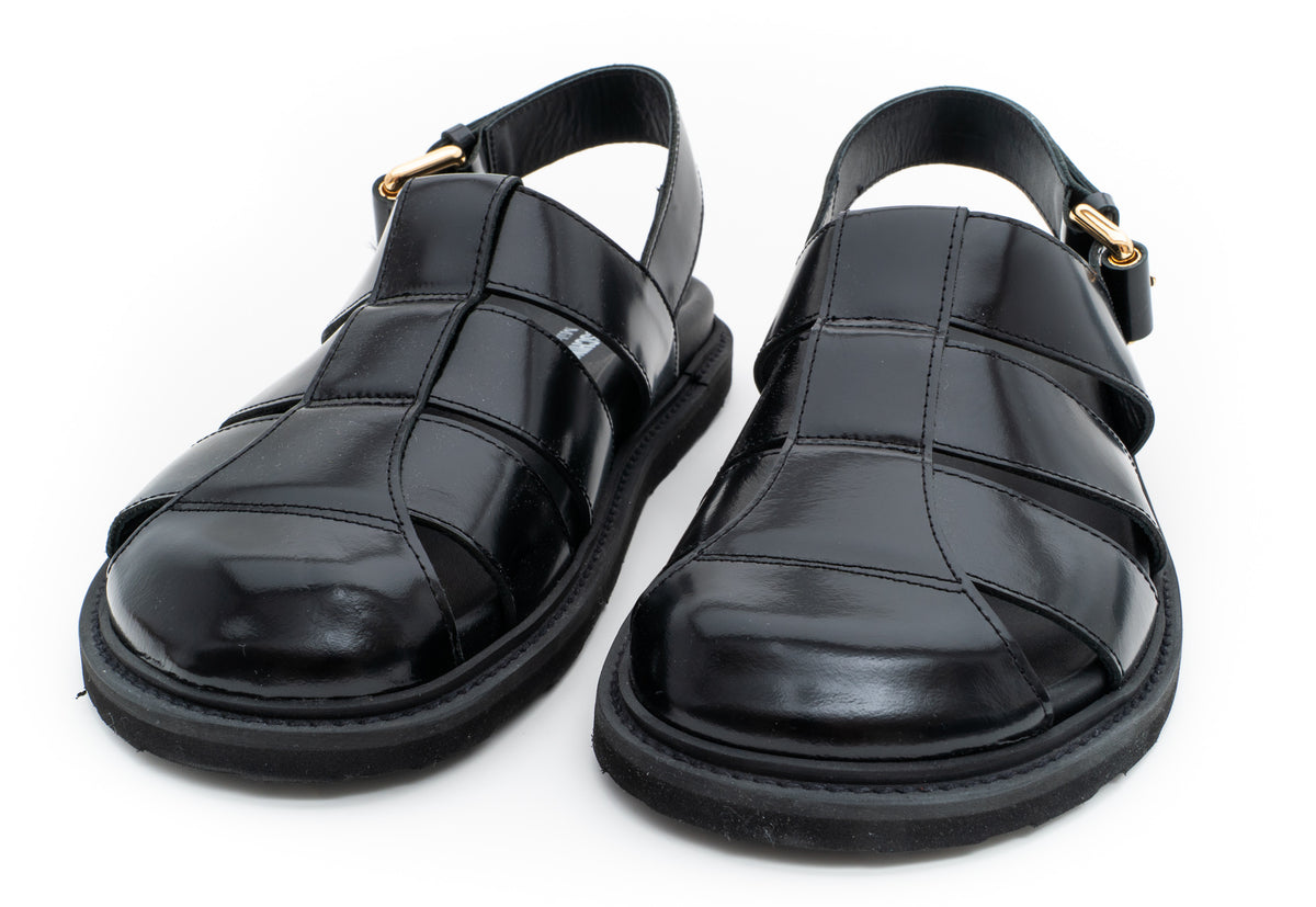 MOSCHINO COUTURE! - Leather Sling Back Brogues, Black, Size 46
