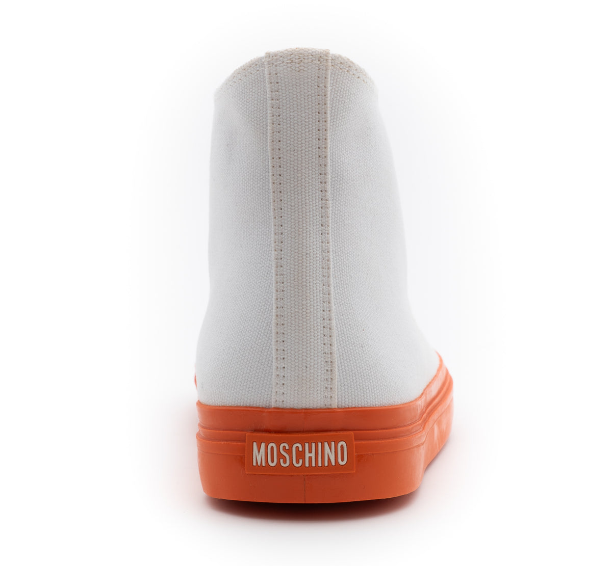 MOSCHINO COUTURE! - Canvas High Top Sneakers, White & Orange, Multiple Sizes Available