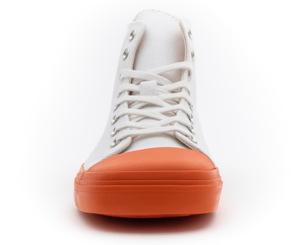 MOSCHINO COUTURE! - Canvas High Top Sneakers, White & Orange, Multiple Sizes Available