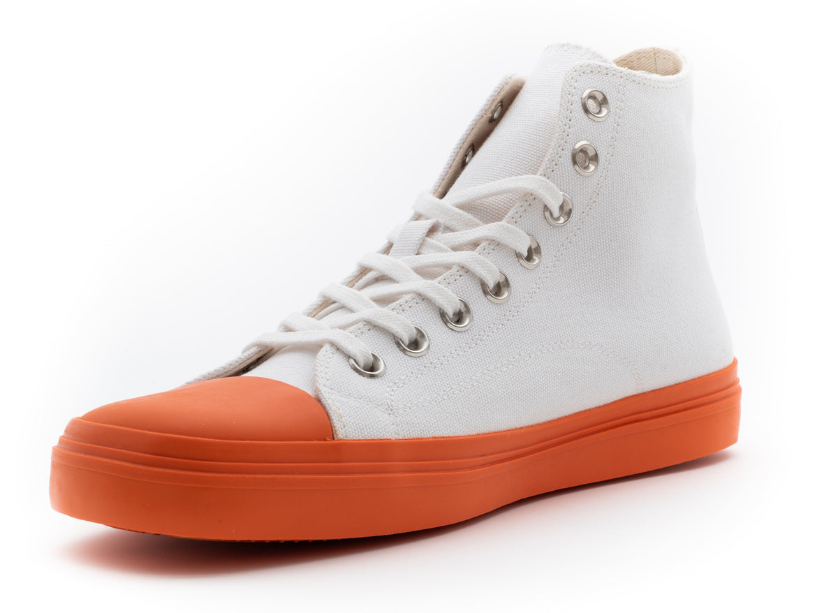 MOSCHINO COUTURE! - Canvas High Top Sneakers, White & Orange, Multiple Sizes Available