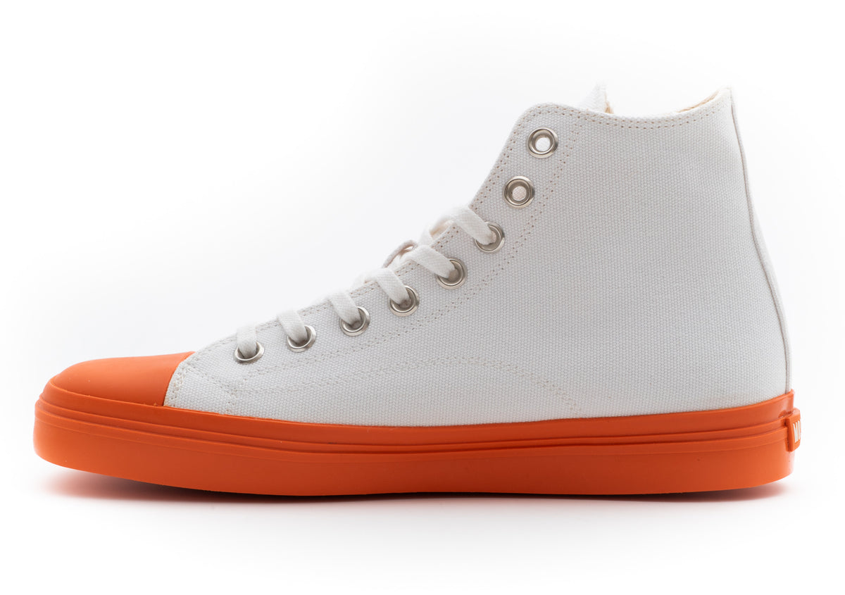 MOSCHINO COUTURE! - Canvas High Top Sneakers, White & Orange, Multiple Sizes Available