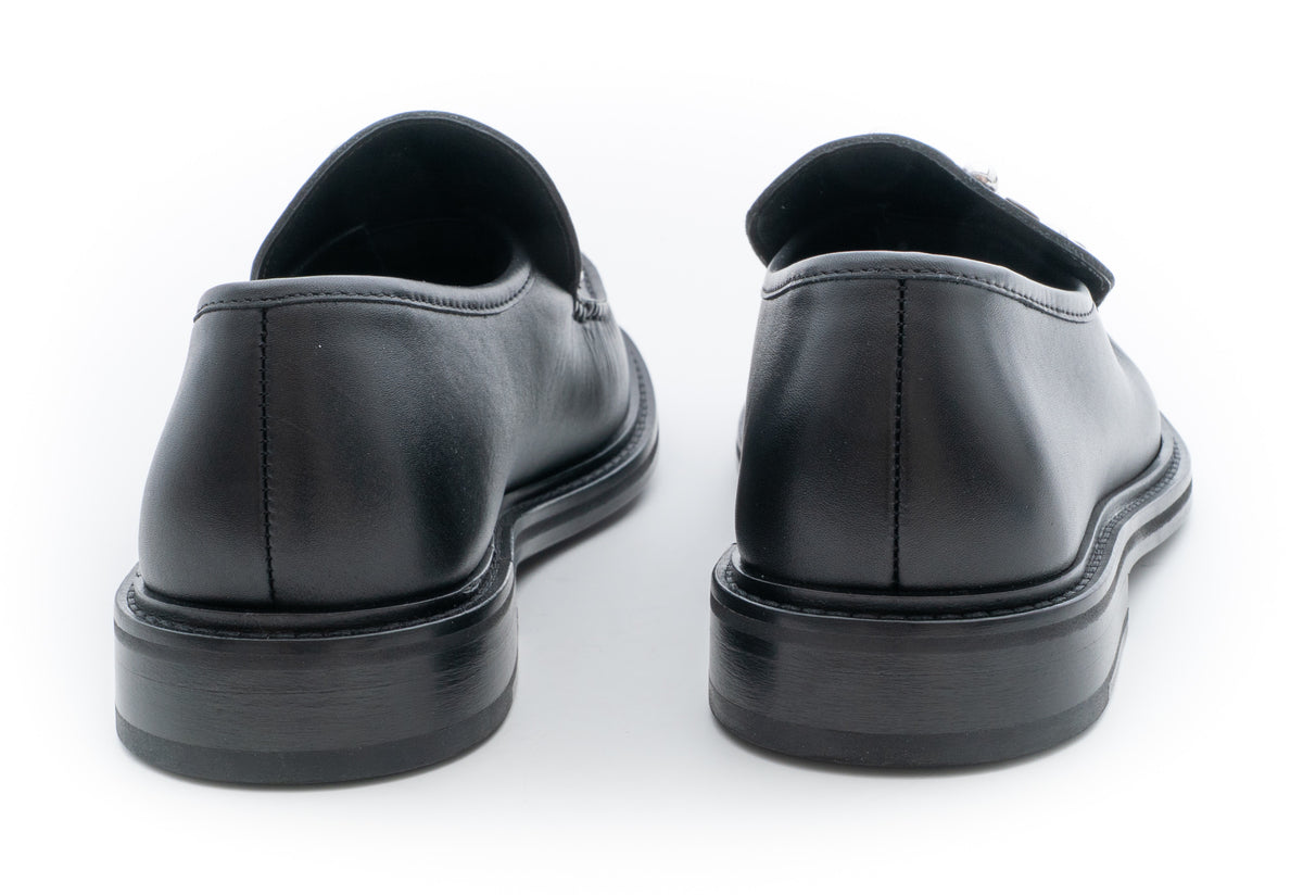 MOSCHINO COUTURE! - Leather Stud Loafers, Black, Multiple Sizes Available