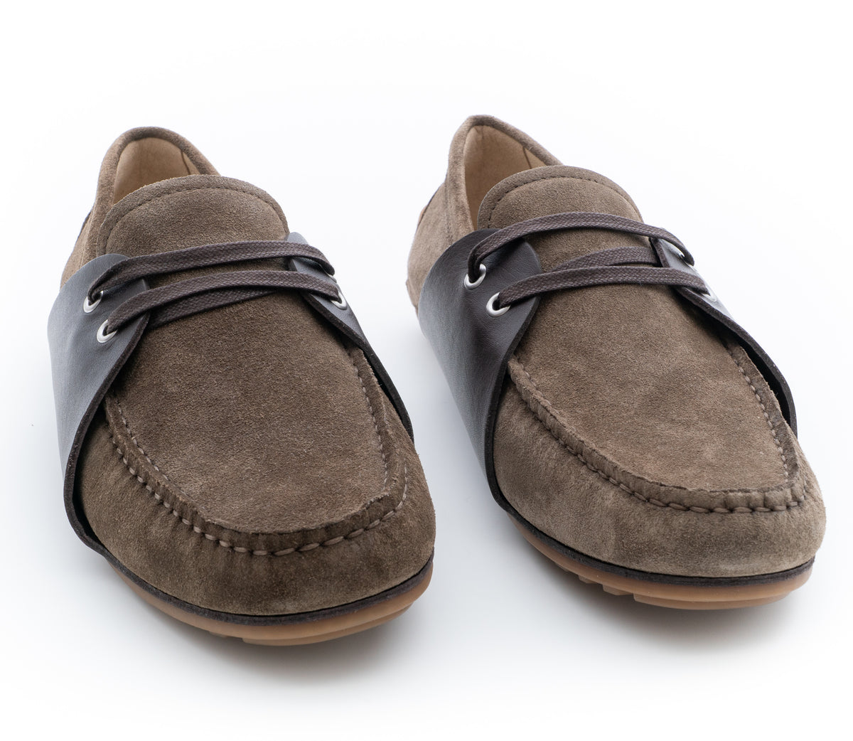 MOSCHINO COUTURE! - Suede & Leather Mocs, Olive, Multiple Sizes Available