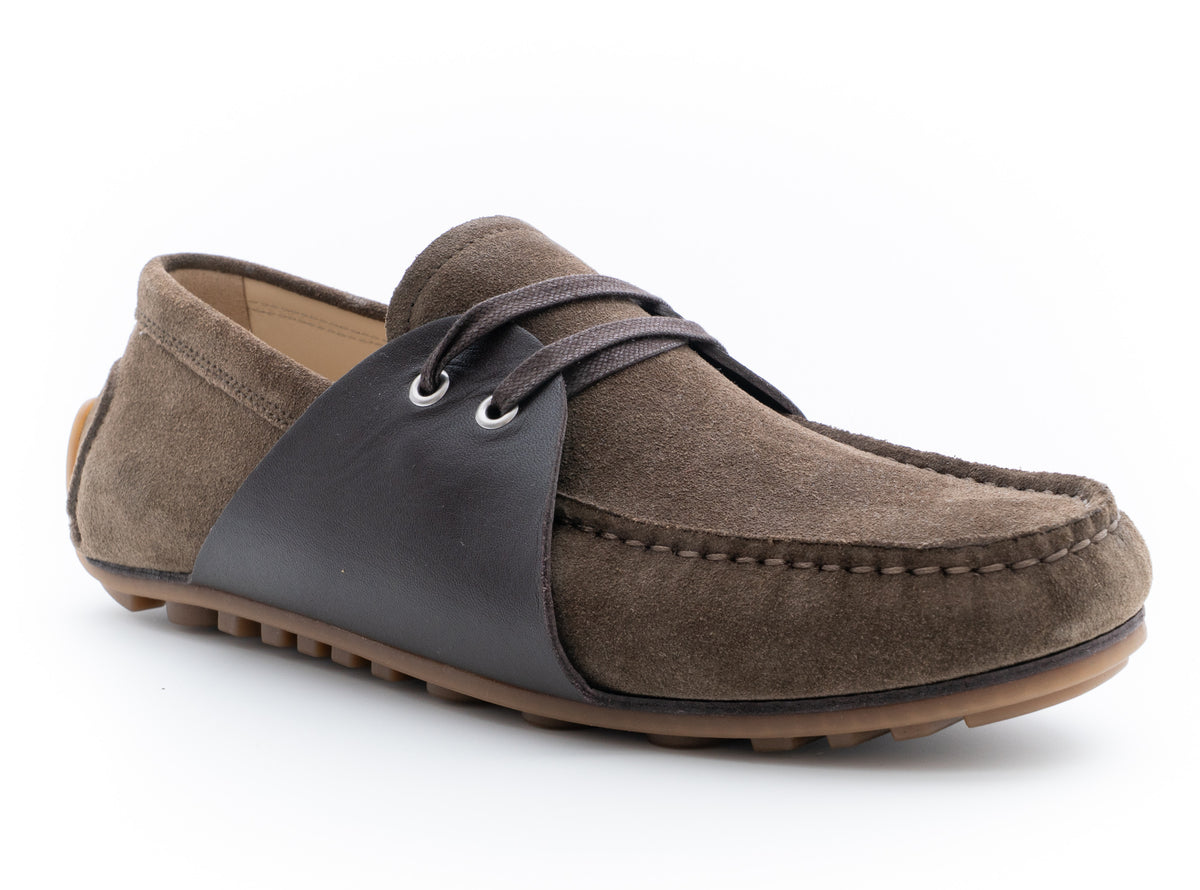 MOSCHINO COUTURE! - Suede & Leather Mocs, Olive, Multiple Sizes Available