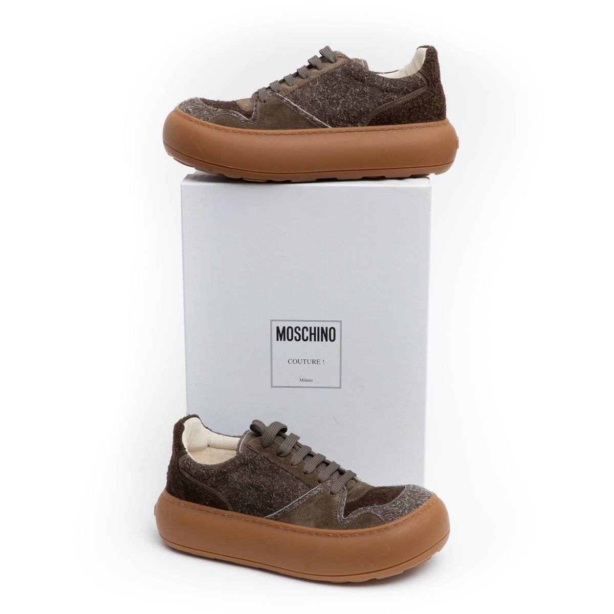 MOSCHINO COUTURE! - Suede Sneakers, Brown, Size 41