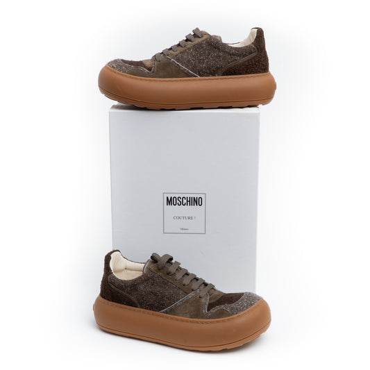 MOSCHINO COUTURE! - Suede Sneakers, Brown, Size 41