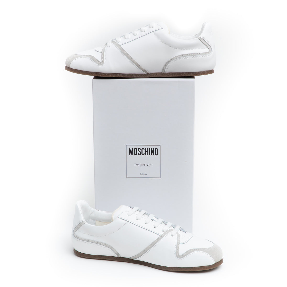 MOSCHINO COUTURE! - Leather Sneakers, White, Size 45