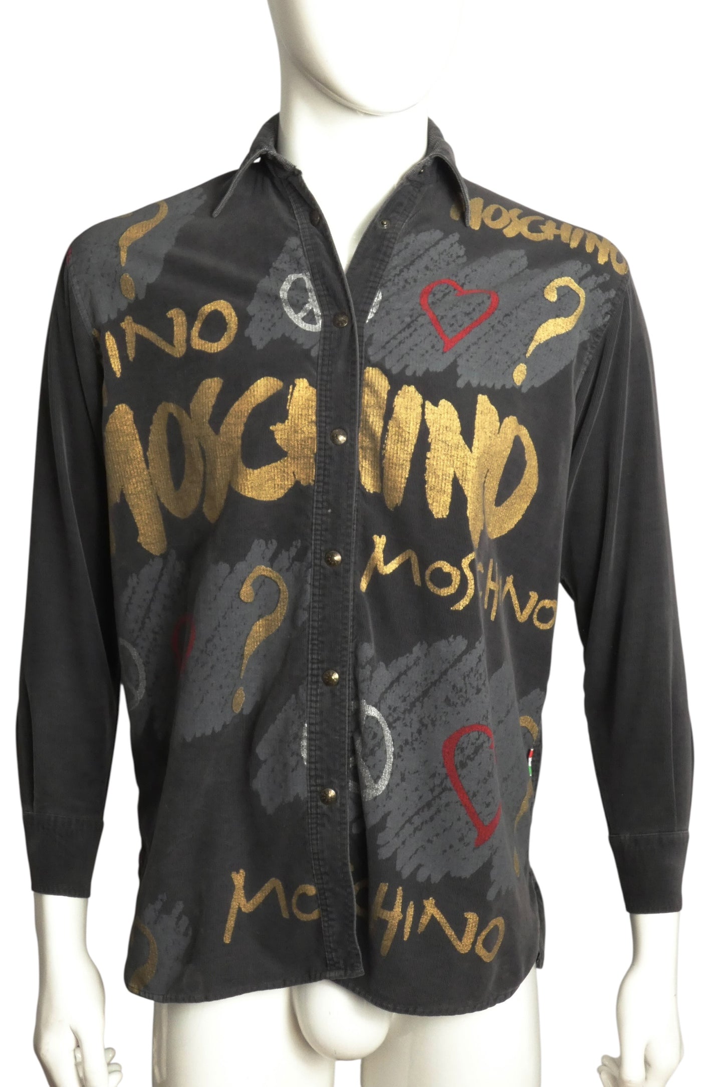 MOSCHINO JEANS - 1990s Graffiti Print Corduroy Shirt, XSmall