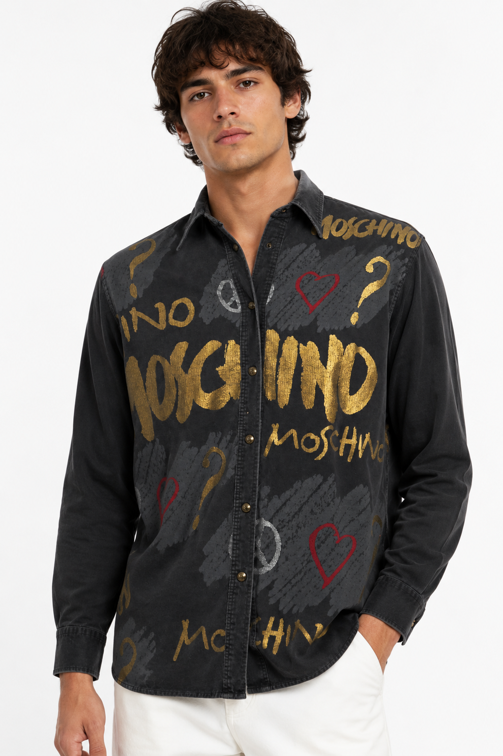 MOSCHINO JEANS - 1990s Graffiti Print Corduroy Shirt, XSmall