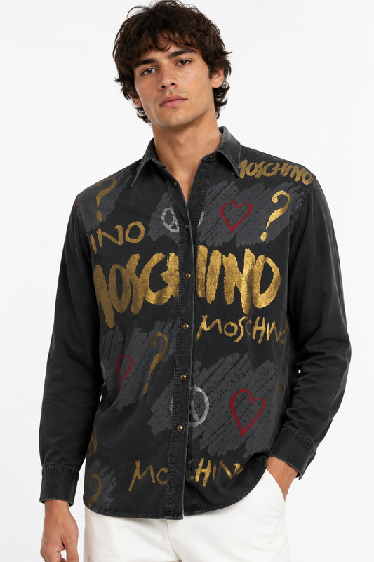 MOSCHINO JEANS - 1990s Graffiti Print Corduroy Shirt, XSmall