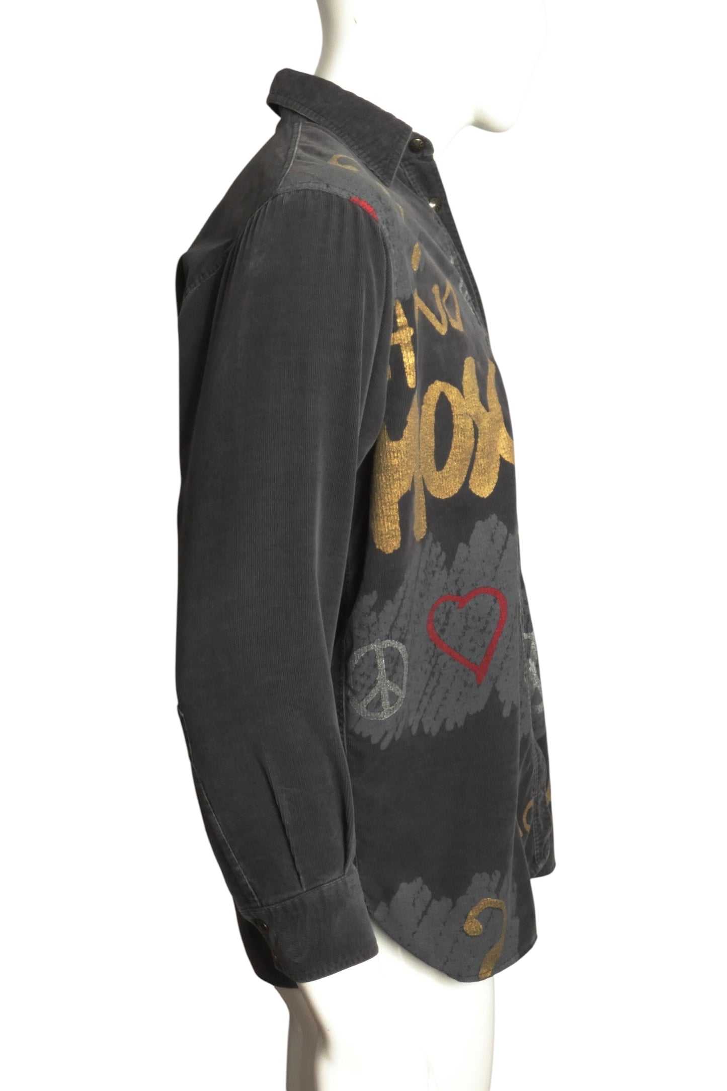 MOSCHINO JEANS - 1990s Graffiti Print Corduroy Shirt, XSmall